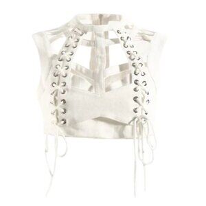 Sierra Darien Bustier Top With Drawstring in Ivoire